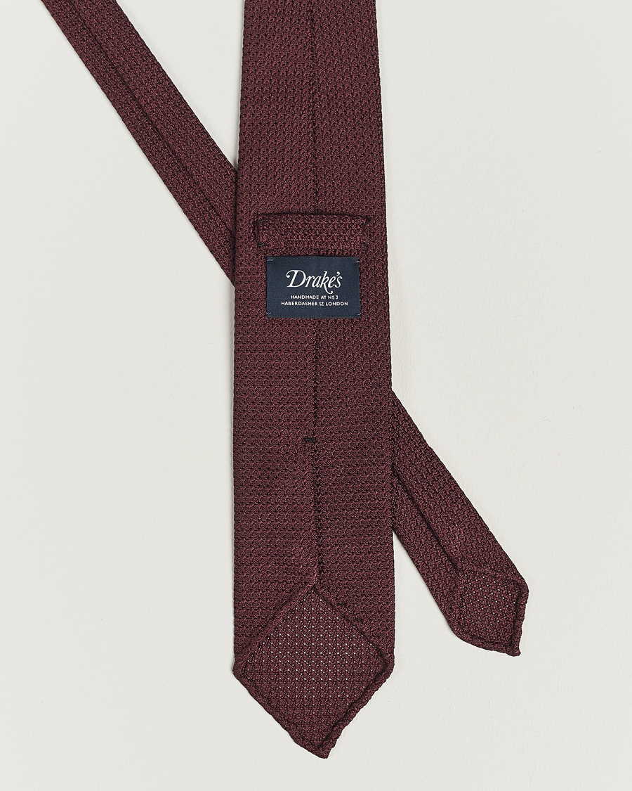 Mies | Drake's | Drake\'s | Silk Grenadine Handrolled 8 cm Tie Wine Red