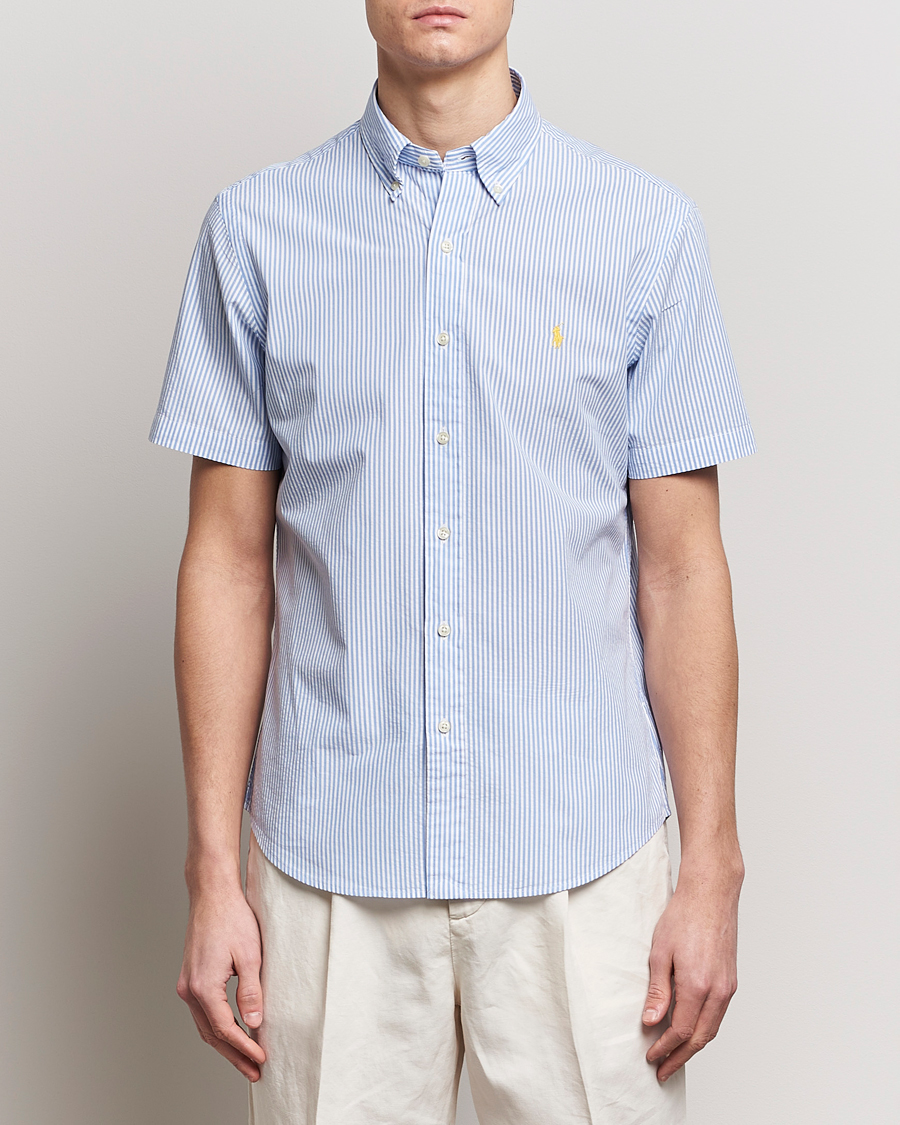 Mies |  | Polo Ralph Lauren | Seersucker Short Sleeve Striped Shirt Blue/White