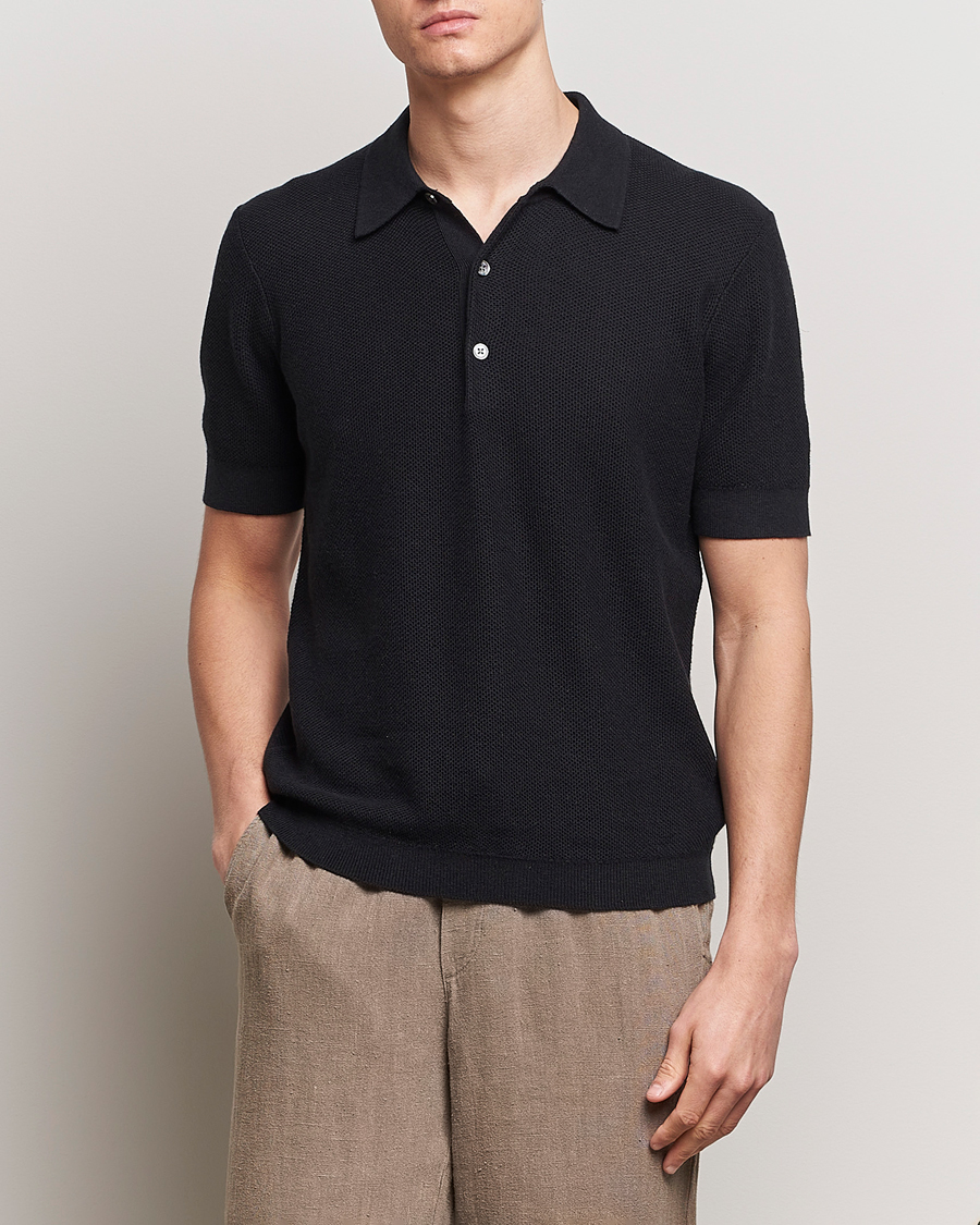 Mies | A Day's March | A Day\'s March | Rosehall Popcorn Stitch Polo Black