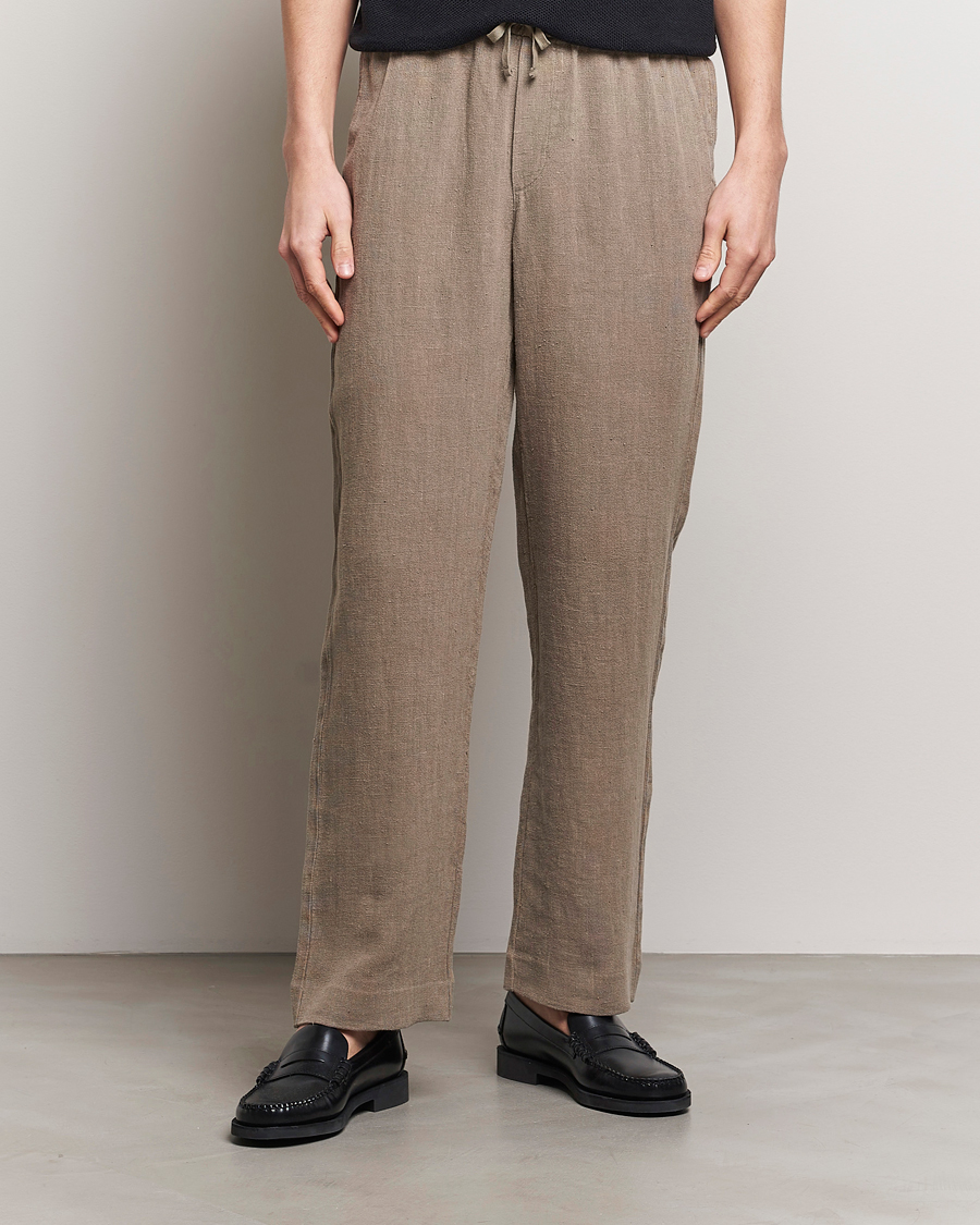 Mies | A Day's March | A Day\'s March | Tamiat Drawstring Linen Trousers Clay