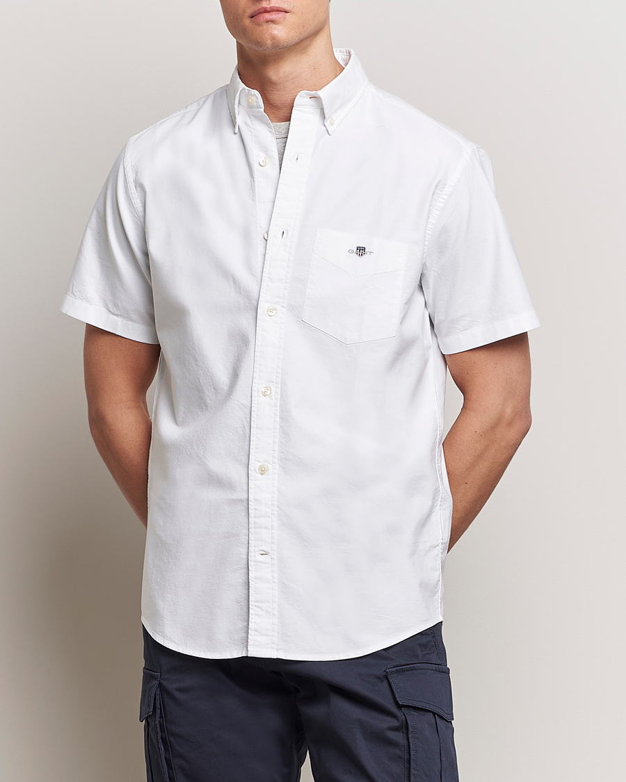 Mies |  | GANT | Regular Short Sleeve Oxford Shirt White