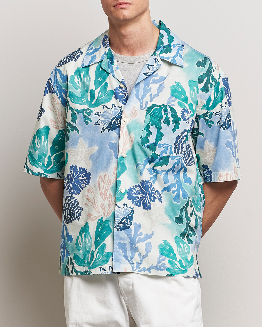 Mies |  | GANT | Camp Collar Sea Print Short Sleeve Shirt Rich Blue