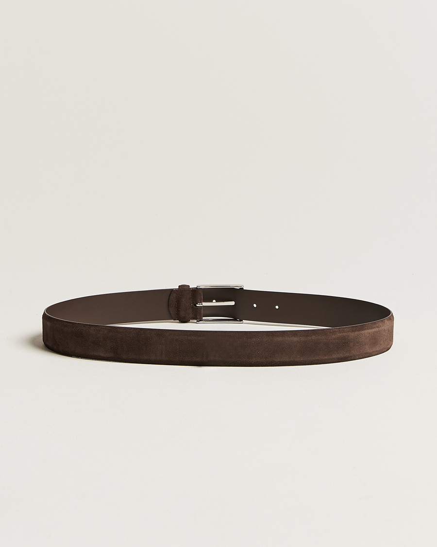 Mies | Italian Department | Anderson\'s | Calf Suede 3,5 cm Belt Dark Brown