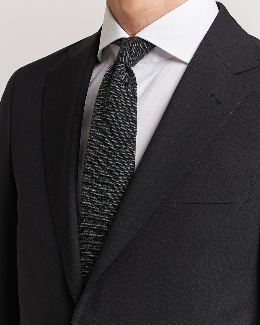 Mies | Solmiot | Drake\'s | Cashmere 8 cm Tie Grey/Black