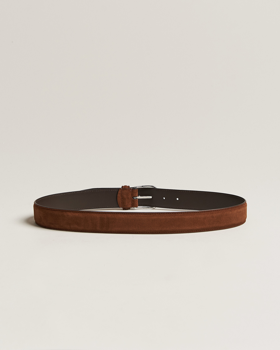 Mies | Italian Department | Anderson\'s | Suede 3,5 cm Belt Brown