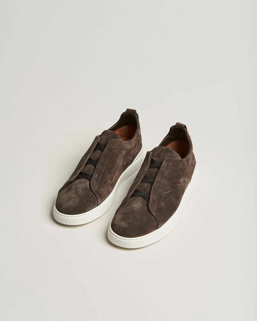 Mies | Zegna | Zegna | Triple Stitch Sneakers Dark Brown Suede