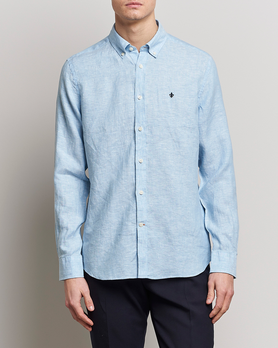 Mies | Preppy Authentic | Morris | Douglas Linen Button Down Shirt Light Blue