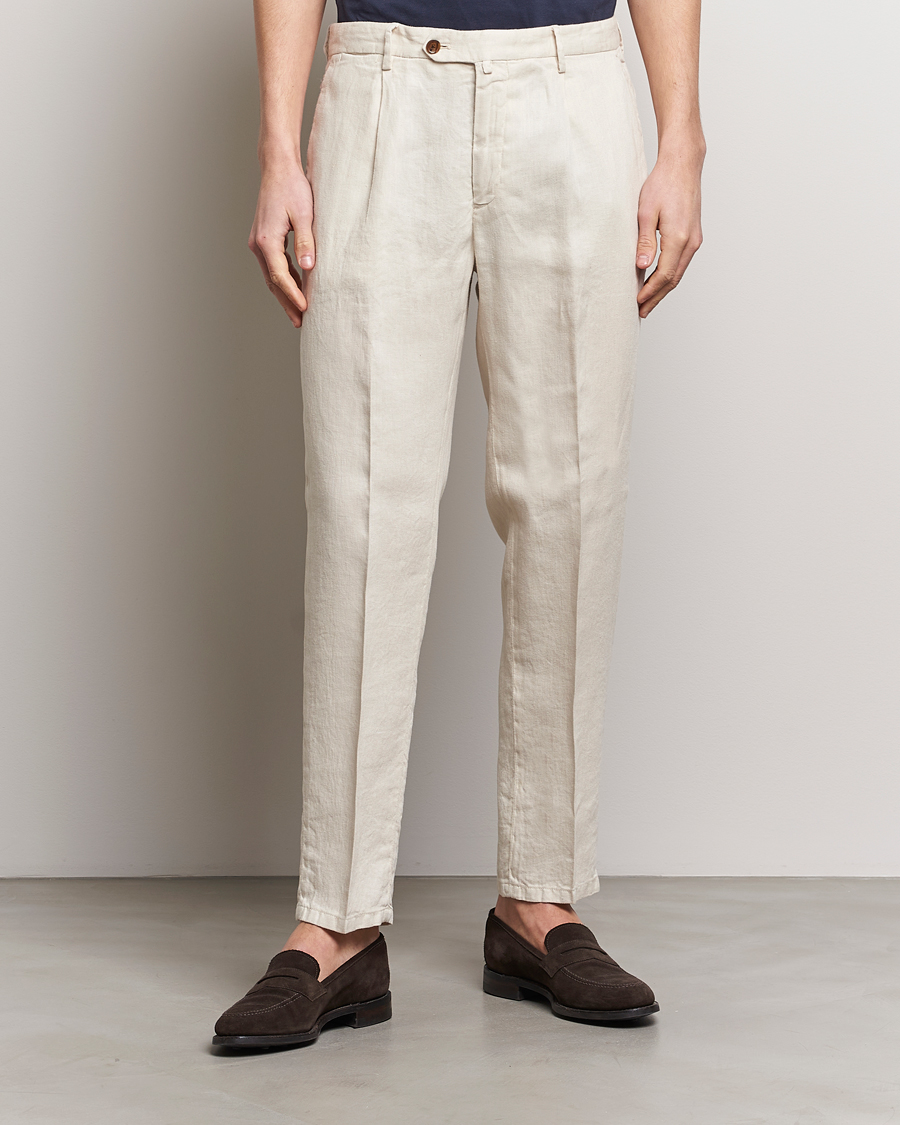 Mies | Housut | Briglia 1949 | Pleated Linen Trousers Beige