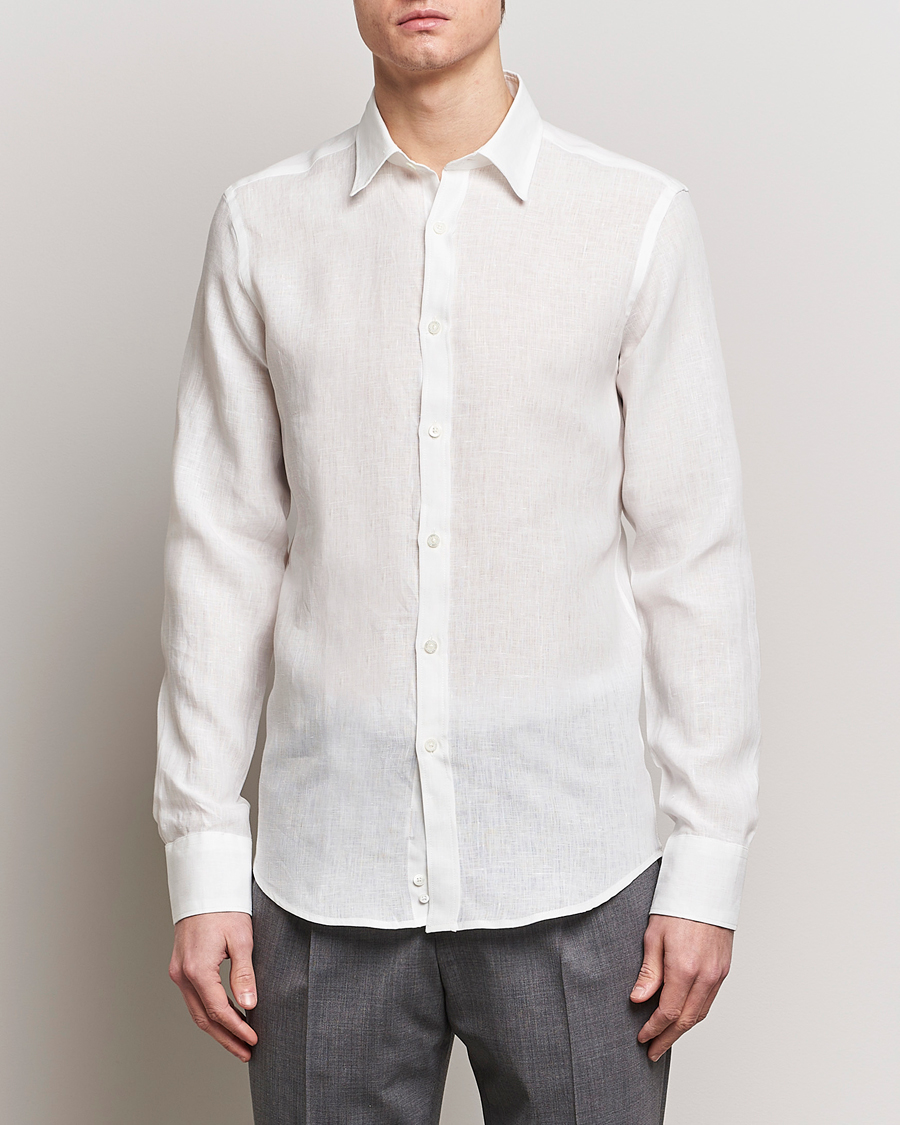 Mies | Business & Beyond | Canali | Slim Fit Linen Sport Shirt White