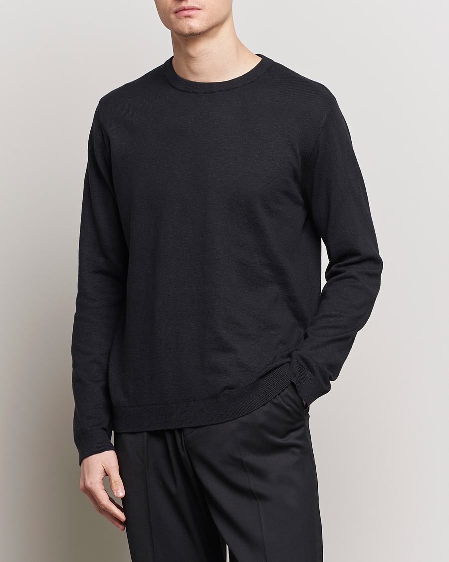 Mies | Puserot | A Day\'s March | Alagon Cotton/Linen Crew Black