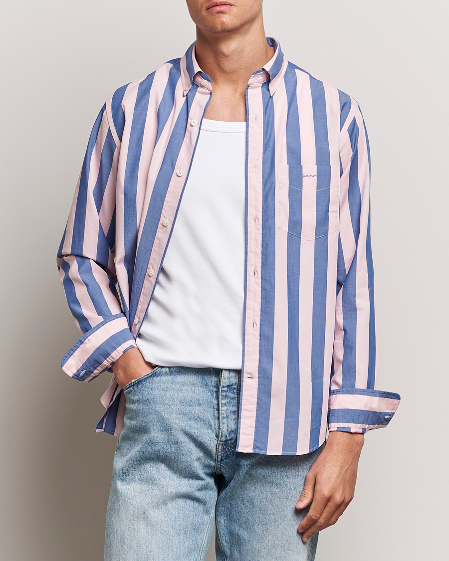 Mies | Osastot | GANT | Reg Poplin Parasol Stripe Shirt Blushing Pink