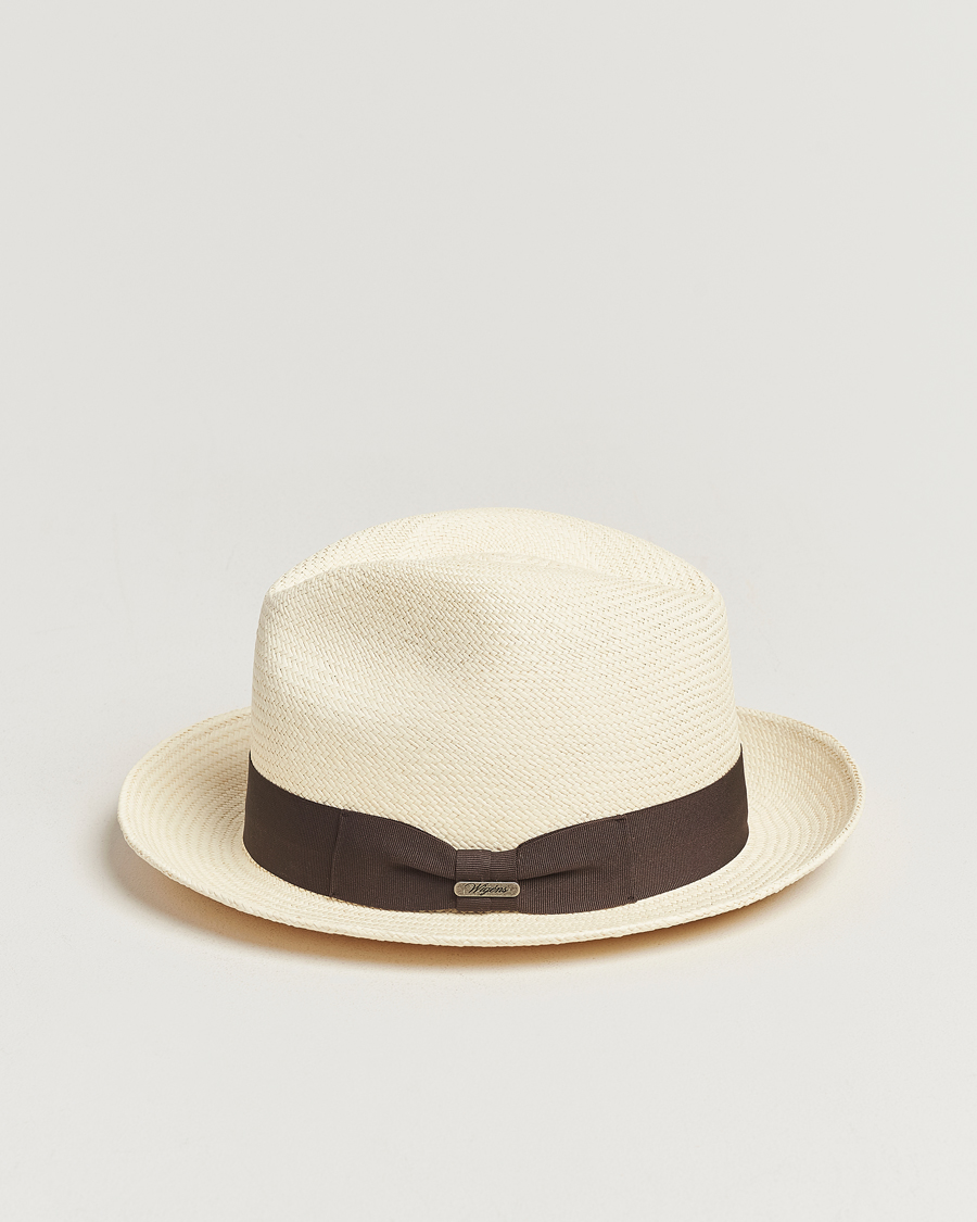 Mies | Uutuudet | Wigéns | Trilby Panama Hat White/Dark Brown