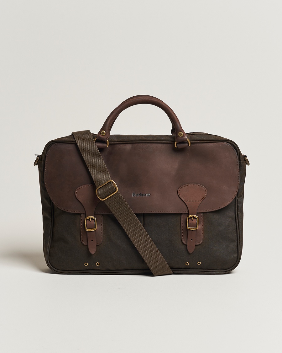 Barbour Lifestyle Wax Leather Briefcase Olive – Vihreä
