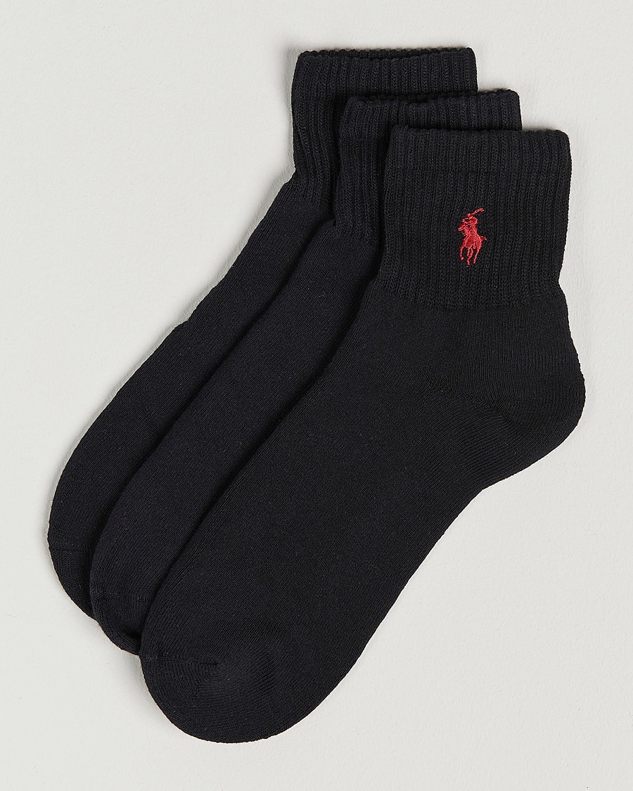 Polo Ralph Lauren 3-Pack Sport Quarter Socks Black – Musta