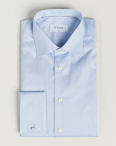 Mies | Festive | Eton | Slim Fit Shirt Double Cuff Blue
