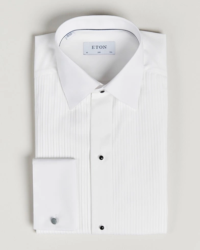Mies |  | Eton | Slim Fit Tuxedo Shirt Black Ribbon White