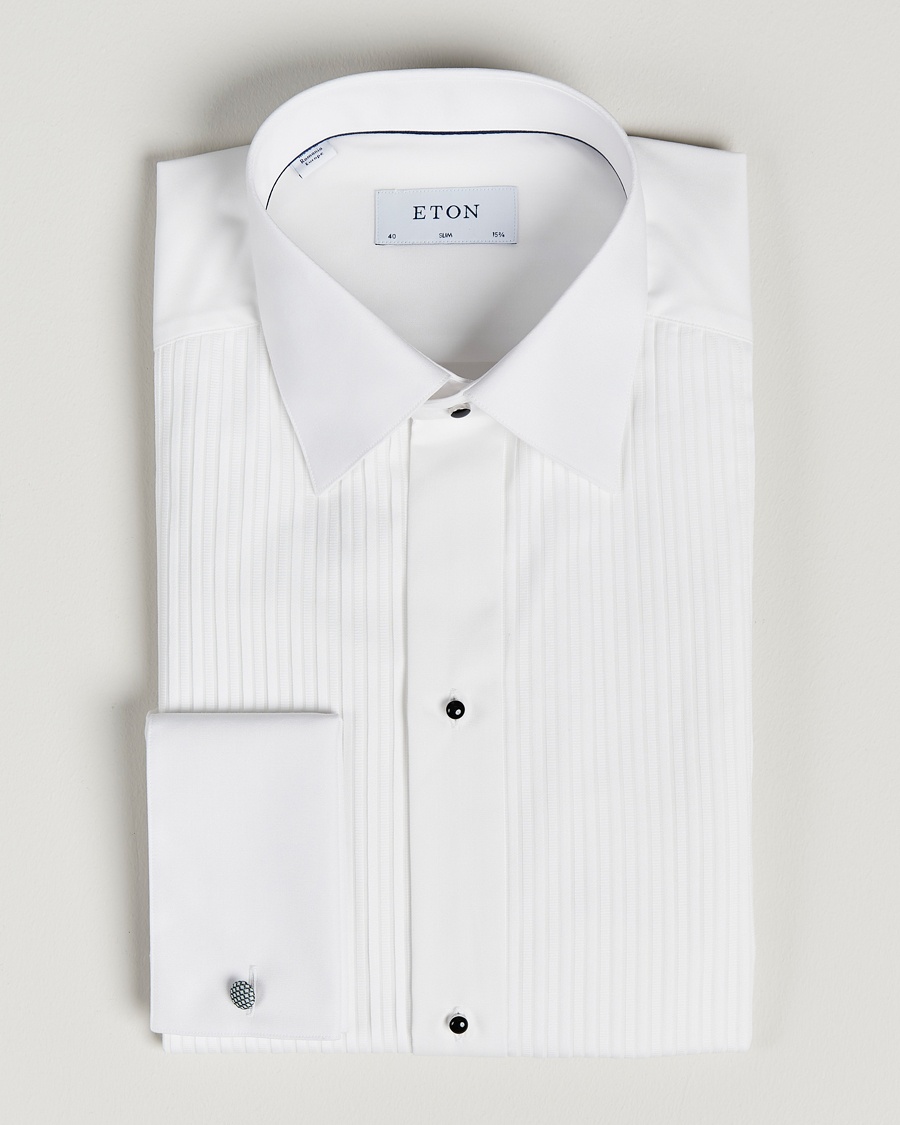Eton Slim Fit Tuxedo Shirt Black Ribbon White – Valkoinen