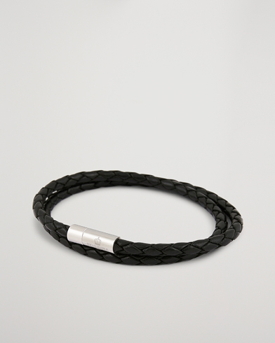 Mies | Skultuna | Skultuna | Two Row Leather Bracelet Black Steel