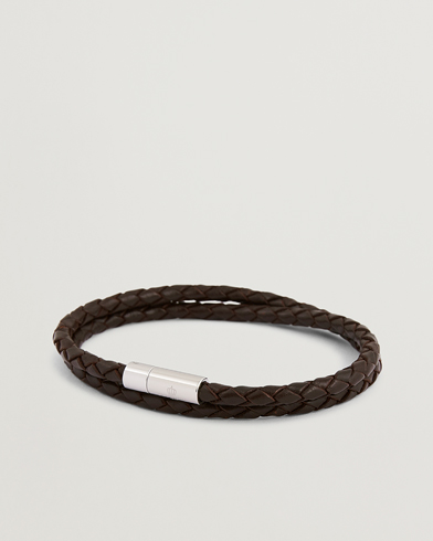 Mies | Skultuna | Skultuna | Two Row Leather Bracelet Dark Brown Steel