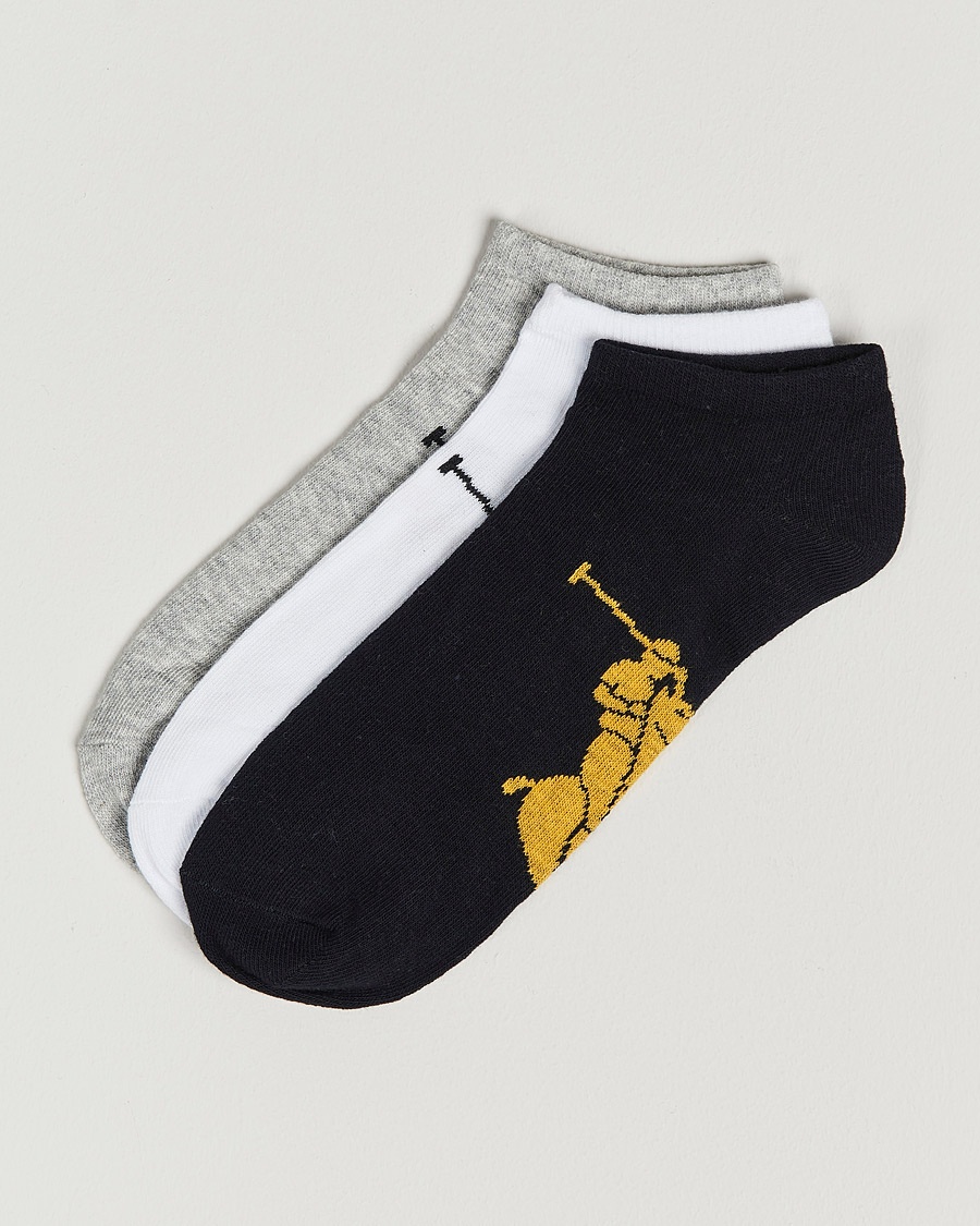 Polo Ralph Lauren 3-Pack Sneaker Sock Grey/White/Black – Harmaa