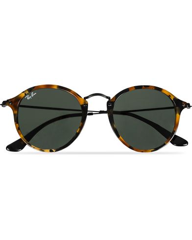 Miehet | Pyöreät aurinkolasit | Ray-Ban | RB2447 Acetat Round Sunglasses Spotted Black Havana/Green