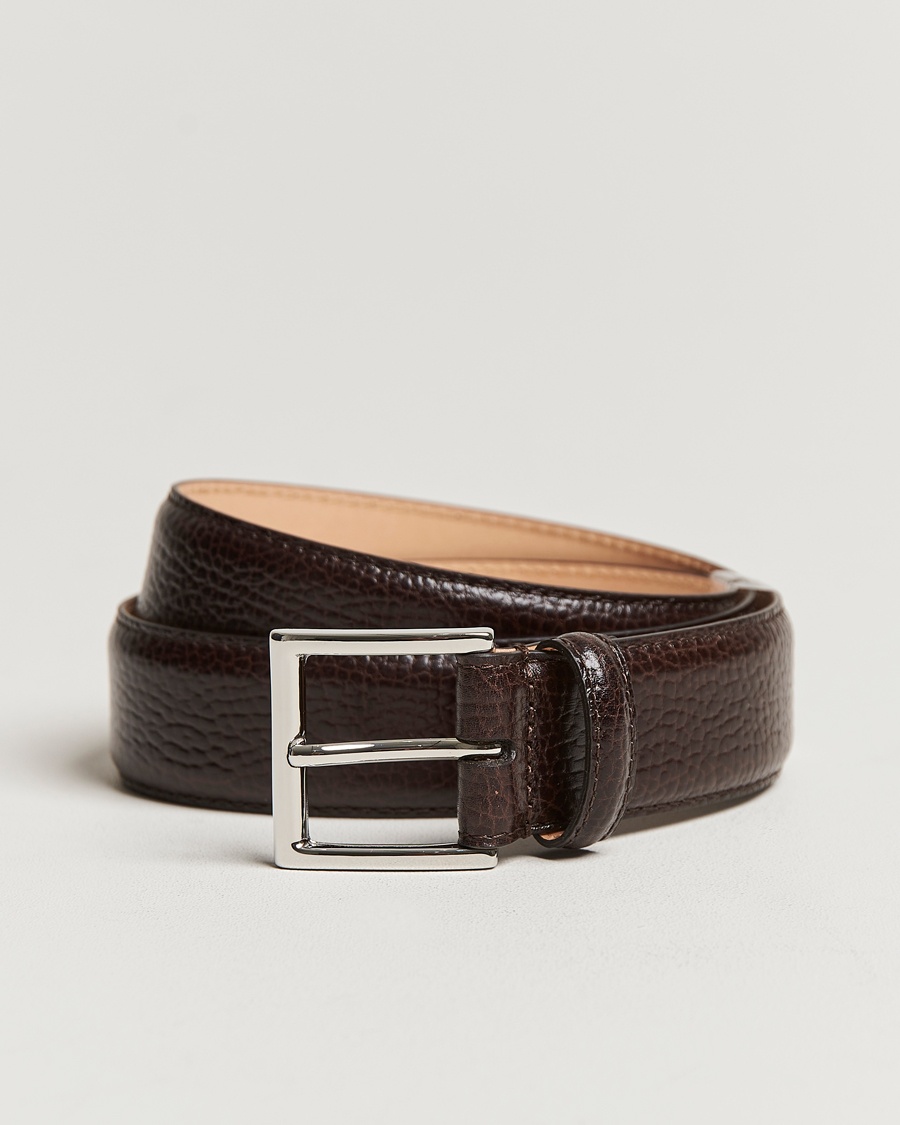Crockett & Jones Belt 3,5 cm Dark Brown Grained Calf – Ruskea
