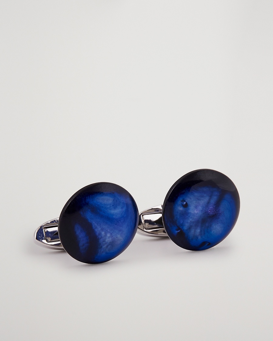 Stenströms Mother of Pearl Cufflink Dark Blue – Sininen