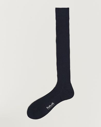 Mies | Best of British | Pantherella | Vale Cotton Long Socks Navy