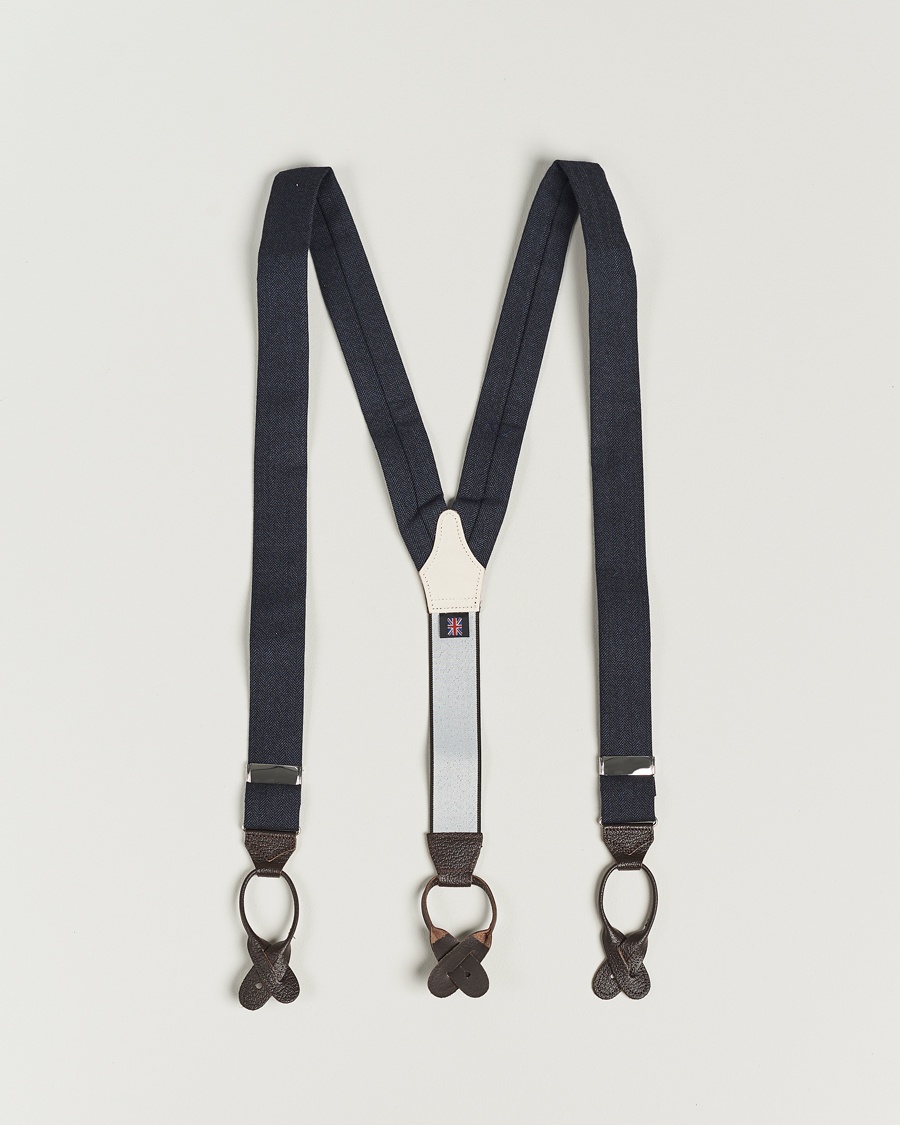 Albert Thurston Herringbone Braces 40mm Dark Blue – Sininen