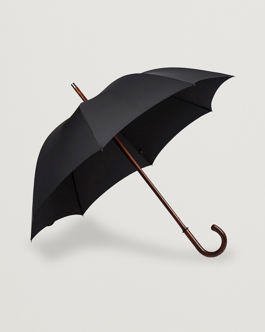 Fox Umbrellas Polished Cherrywood Solid Umbrella Black – Musta