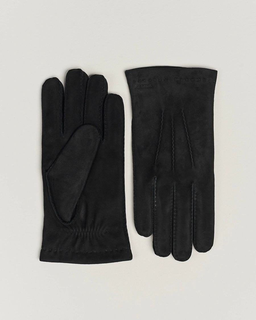 Hestra Arthur Wool Lined Suede Glove Black – Musta