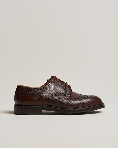 Mies | Käsintehdyt kengät | Crockett & Jones | Pembroke Derbys Dark Brown Grained Calf