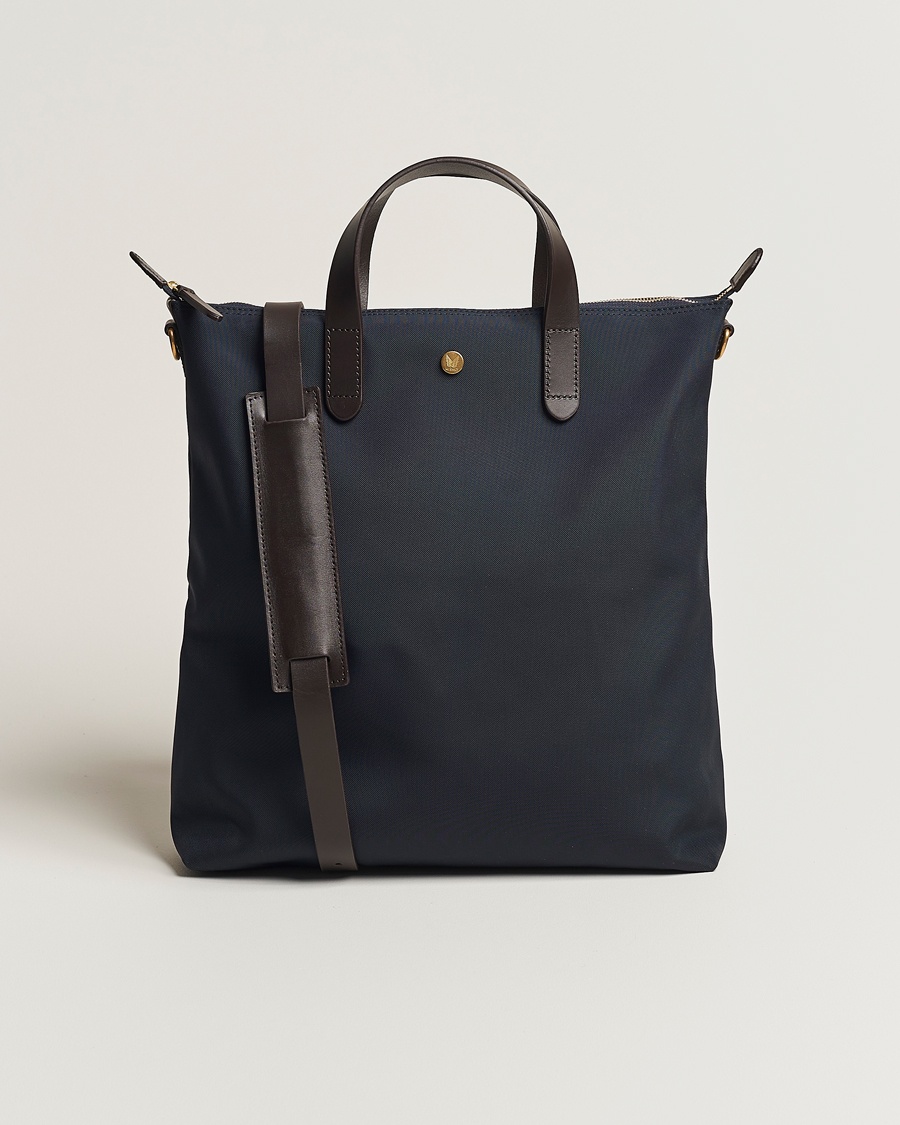 Mismo M/S Canvas Shopper Navy/Dark Brown – Sininen