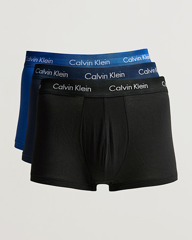 Mies | Alushousut | Calvin Klein | Cotton Stretch Low Rise Trunk 3-pack Blue/Black/Cobolt