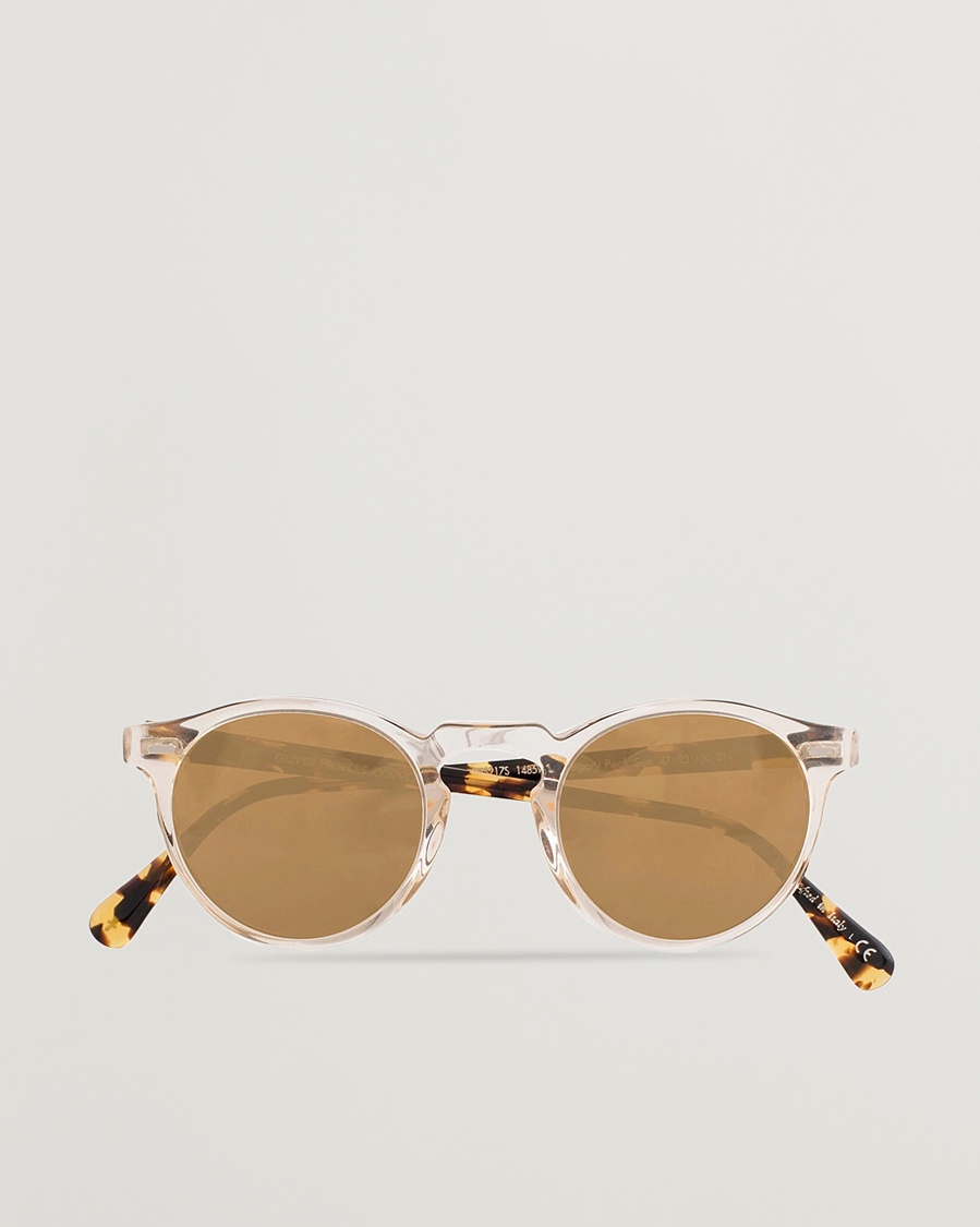 Oliver Peoples Gregory Peck Sunglasses Honey/Gold Mirror – Läpinäkyvä