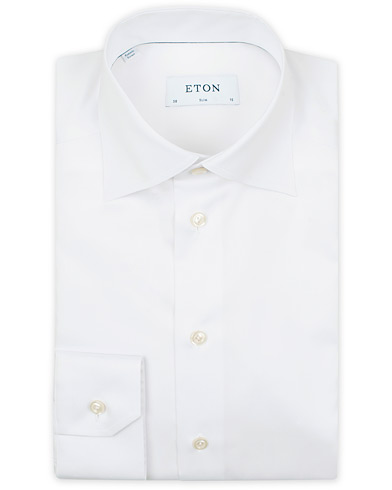 Mies |  | Eton | Slim Fit Twill High Cut Away Collar Shirt White