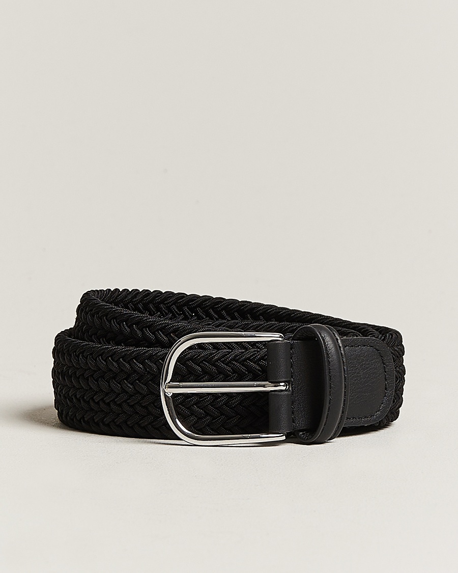 Anderson's Stretch Woven 3,5 cm Belt Black – Musta