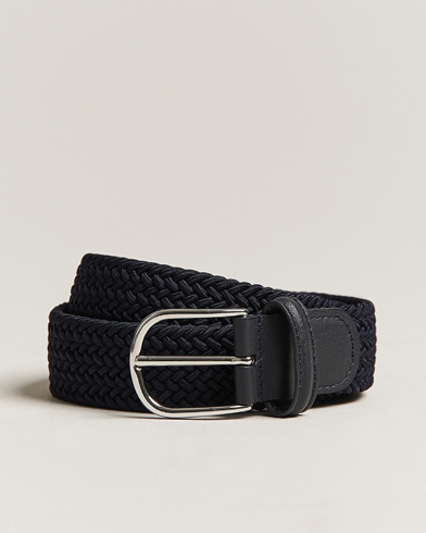 Mies | Italian Department | Anderson's | Stretch Woven 3,5 cm Belt Navy