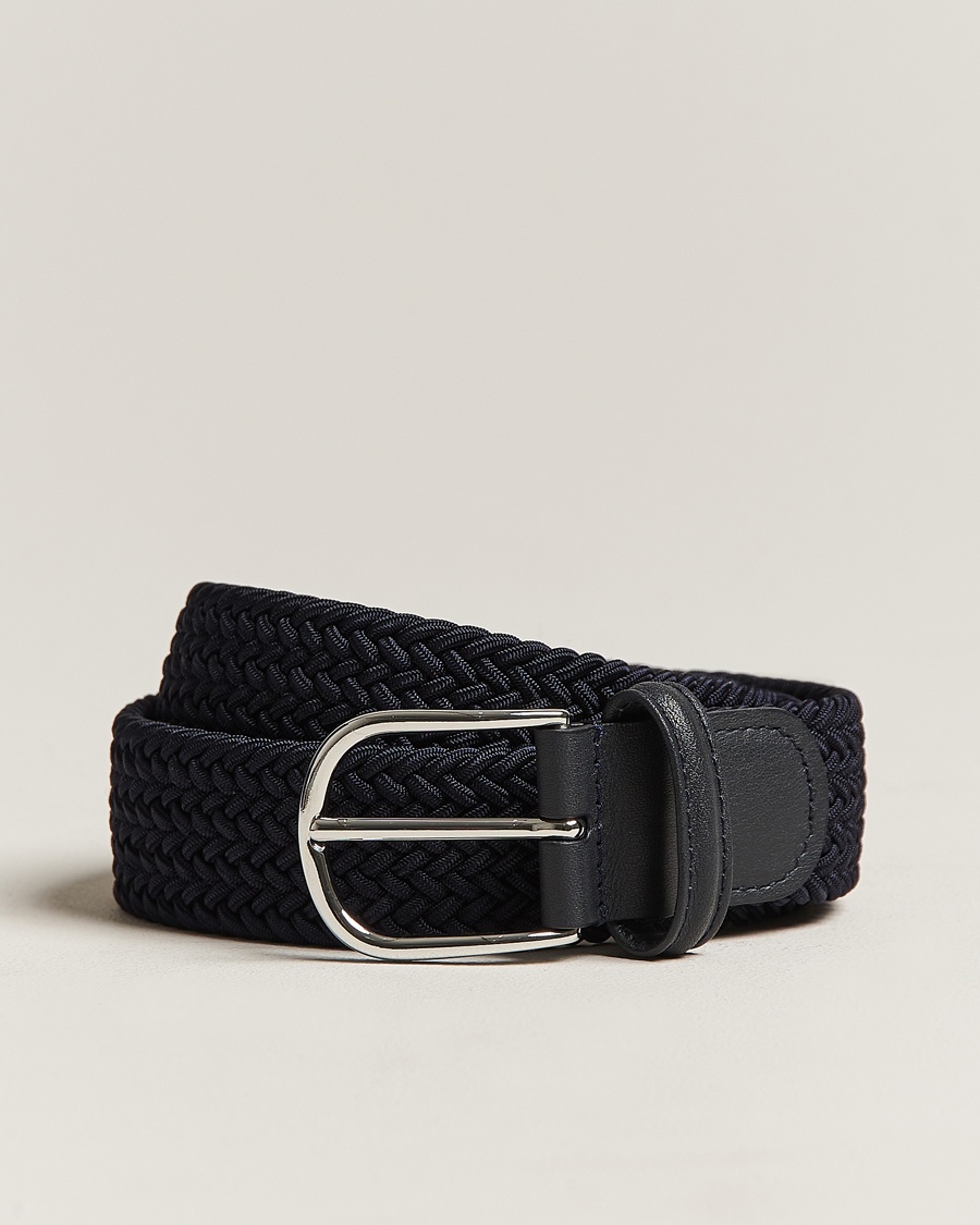 Anderson's Stretch Woven 3,5 cm Belt Navy – Sininen
