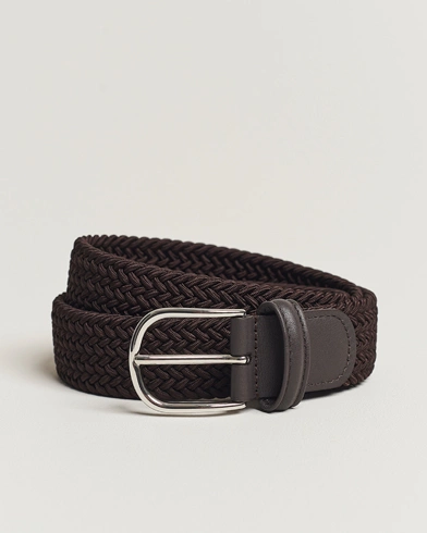 Mies | Italian Department | Anderson's | Stretch Woven 3,5 cm Belt Brown