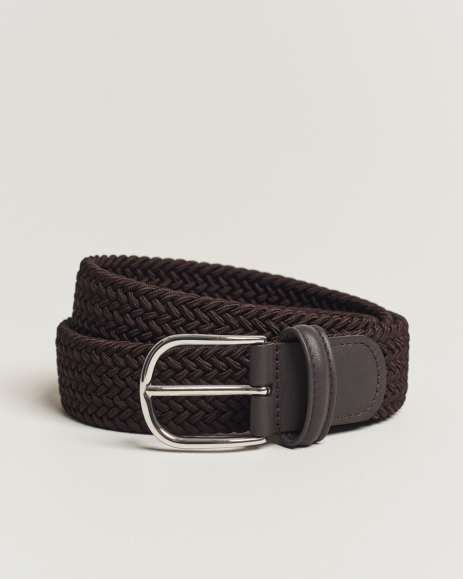 Anderson's Stretch Woven 3,5 cm Belt Brown – Ruskea