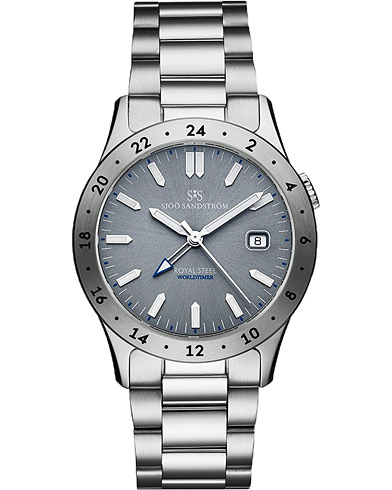 Mies | Fine watches | Sjöö Sandström | Royal Steel Worldtimer 36mm Grey with Steel