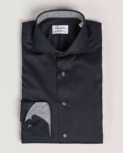 Mies | Bisnespaidat | Stenströms | Fitted Body Contrast Shirt Black