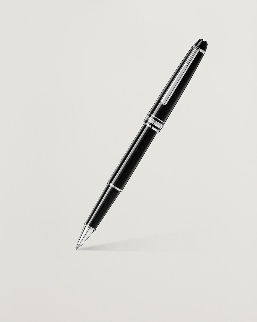 Montblanc 163 Classique Meisterstück Rollerball Pen Platinum Line – Musta