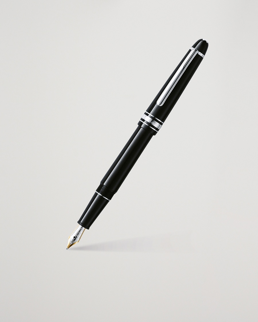 Montblanc 145 Classique Meisterstück F Fountain Pen Platinum Line – Musta