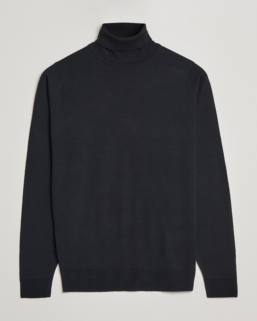 John Smedley Cherwell Extra Fine Merino Rollneck Black – Musta