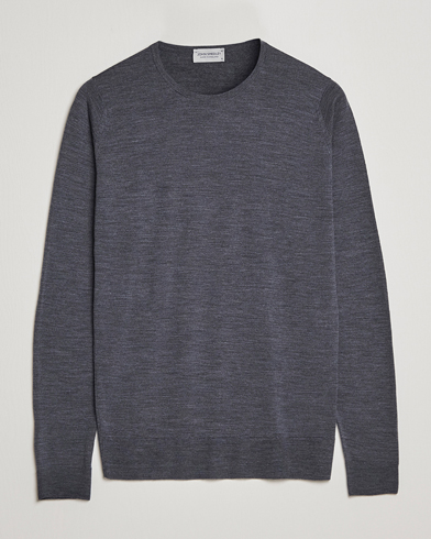 Mies | Best of British | John Smedley | Lundy Extra Fine Merino Crew Neck Charcoal