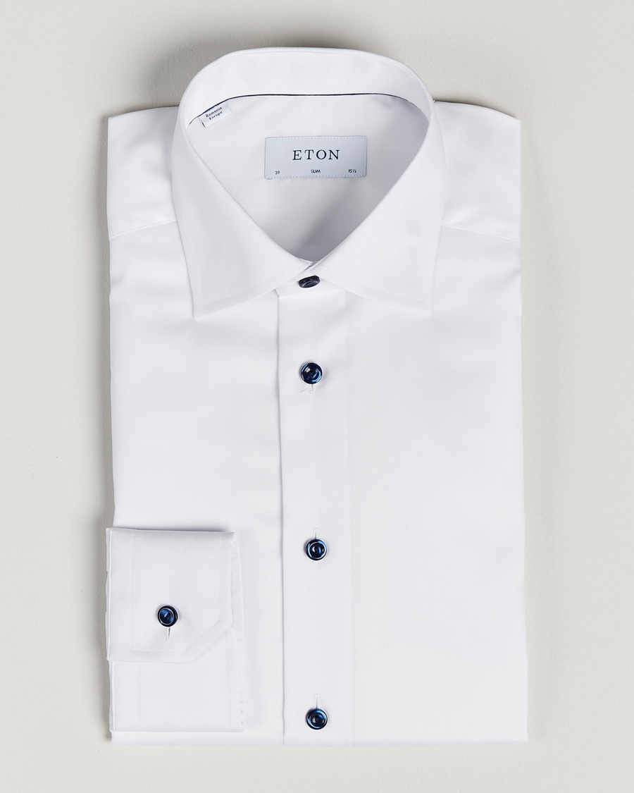 Eton Slim Fit Signature Twill Shirt White – Valkoinen