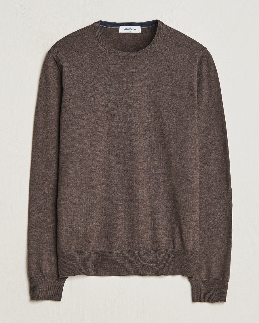 Gran Sasso Merino Fashion Fit Crew Neck Pullover Brown – Ruskea