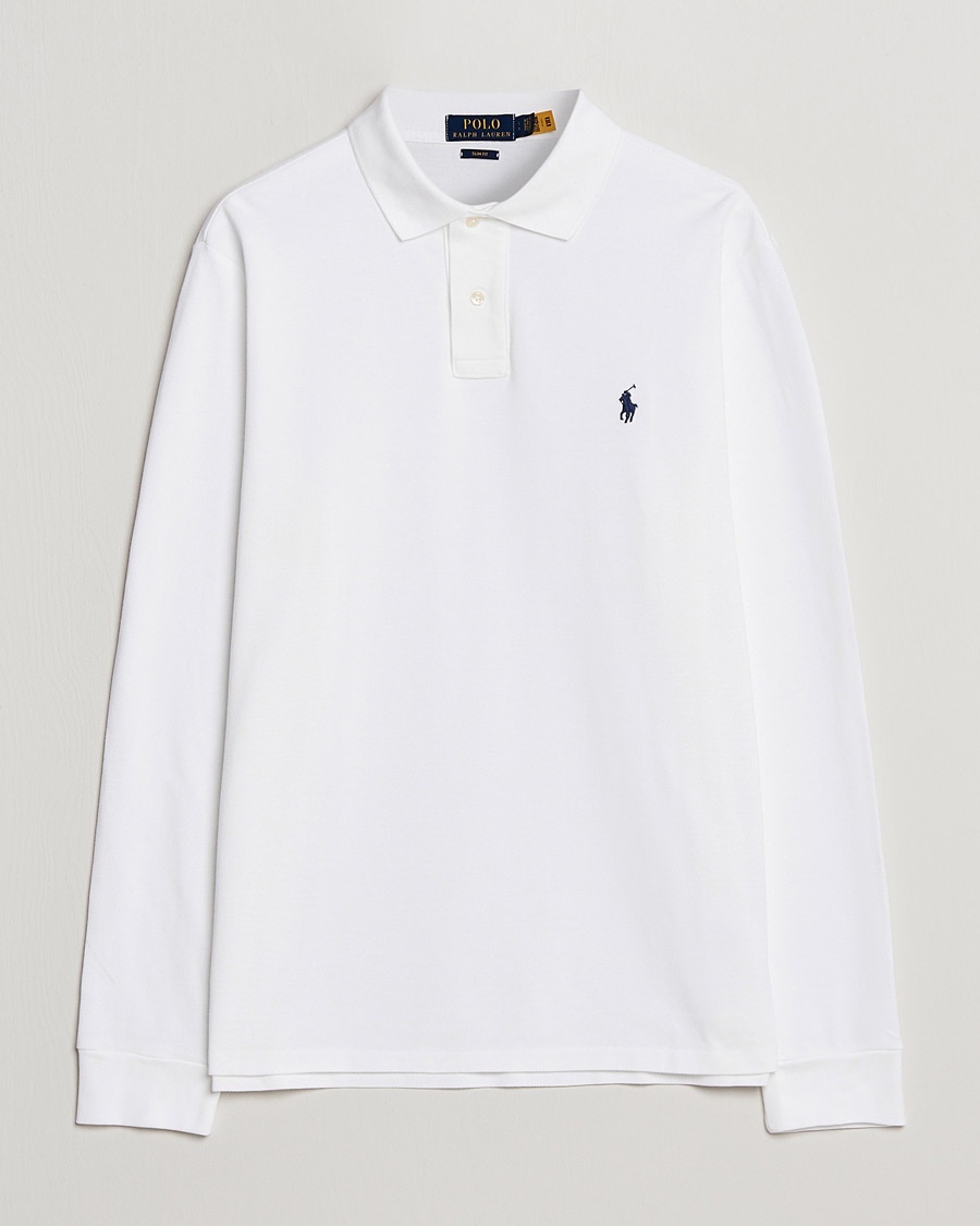 Polo Ralph Lauren Slim Fit Long Sleeve Polo White – Valkoinen